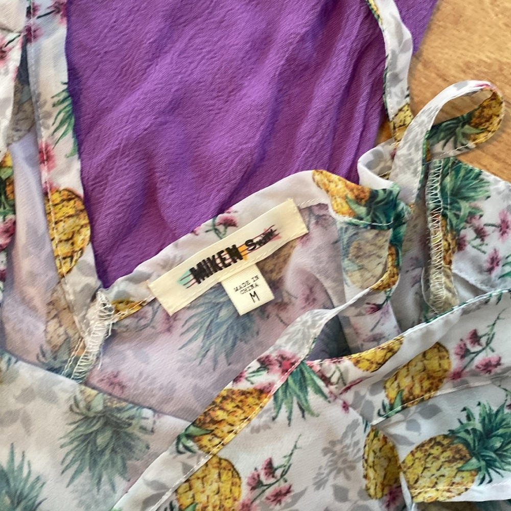 Miken lightweight bathing suit dress coverups, purple, and pineapple designs - Picture 6 of 9